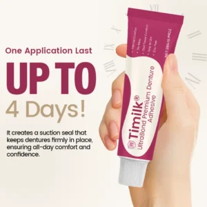 Timilk® UltraBond Premium Denture Adhesive 🔥 FDA Certified (Clinically Proven 4-Day Hold for Secure, Comfortable & Zinc-Free Denture Fit 🦷)