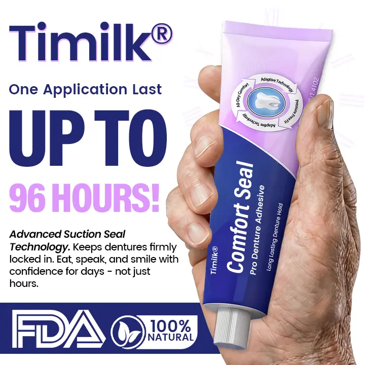 🔥 LIMITED SPECIAL OFFER 🔥 Timilk® Comfort Seal Pro Denture Adhesive🦷💜FDA Certified (Clinically Proven 96- Hour Lock Hold for Secure, Comfortable & Zinc-Free Denture Fit) (Copy)